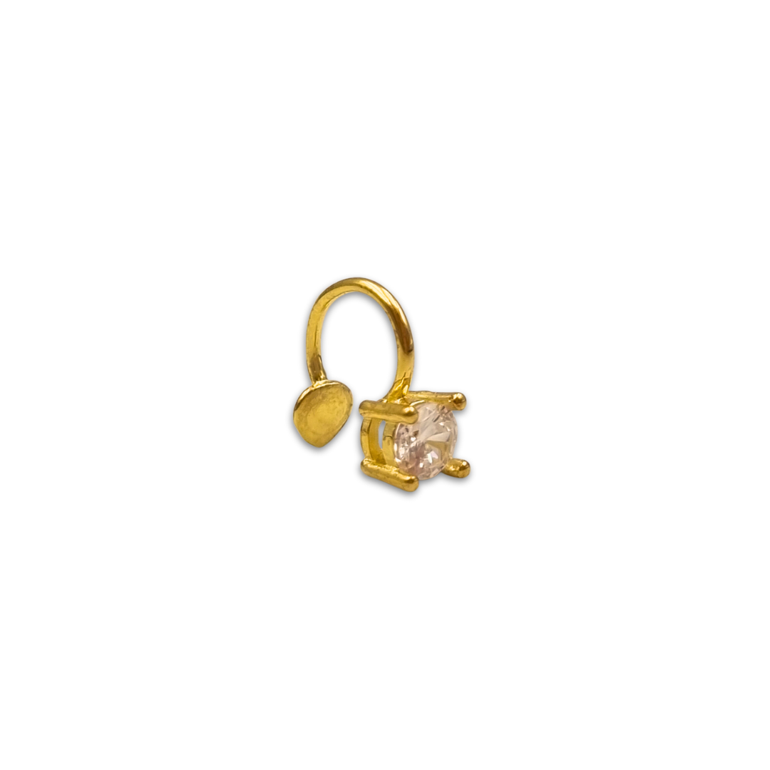 Roca de Piña - Little diamond earcuff, 18k goldplated silver, zilver, oorcuff, cadeau trendy cute, white zirconia