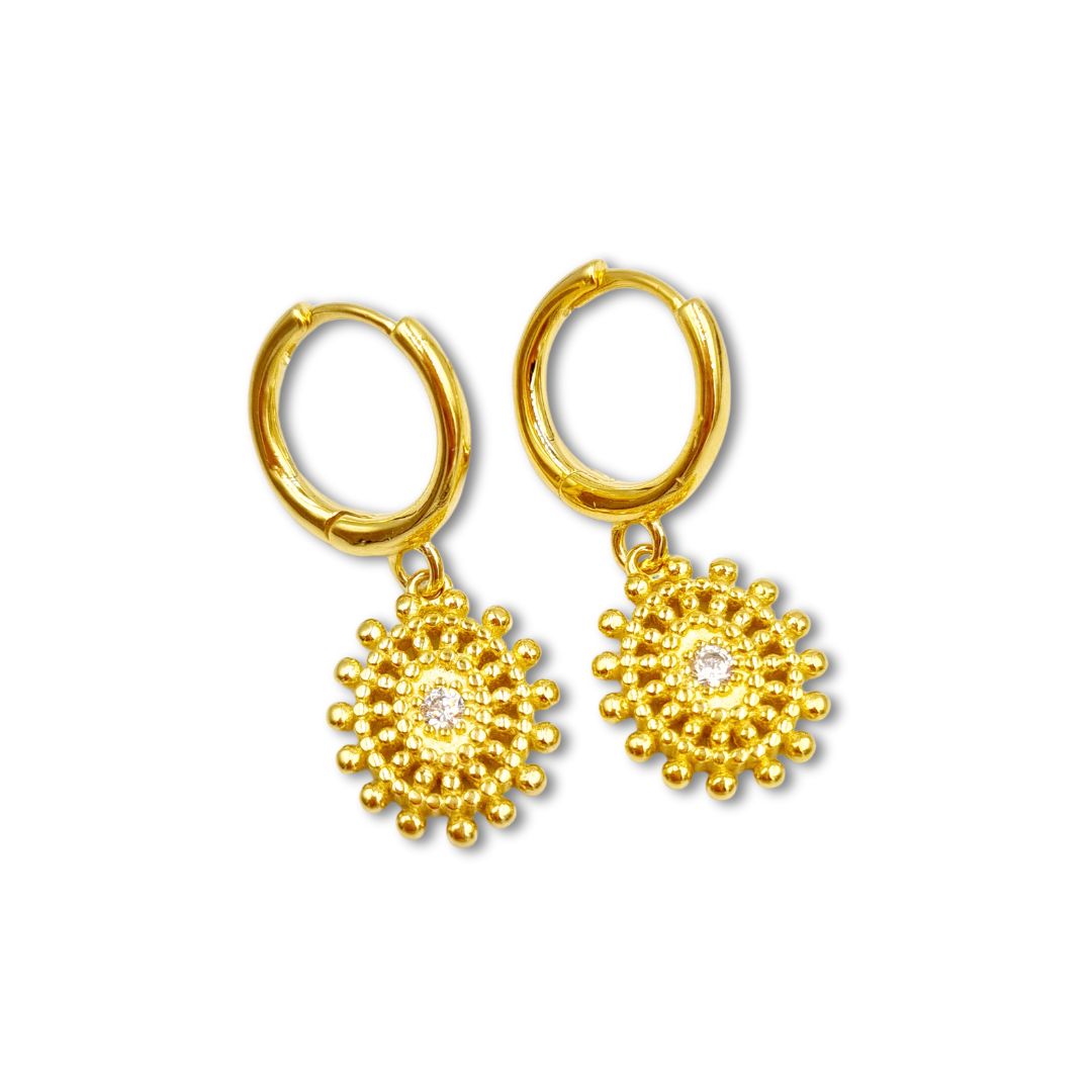 Roca de Piña - Lizzie earrings - white zirconia- goldplated 925 sterling silver - oorbellen