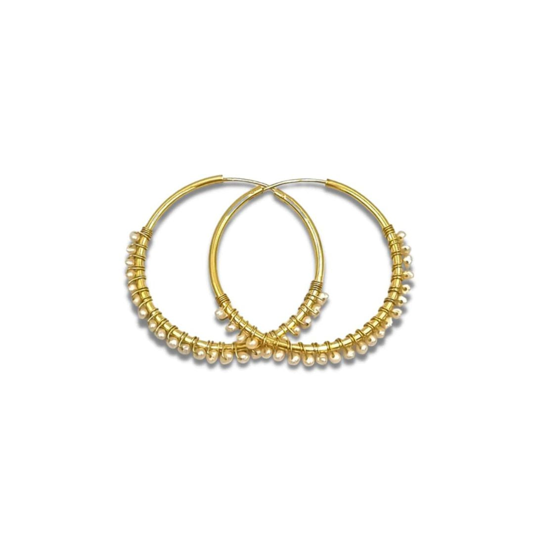 Roca de Piña Sofia hoops - pearl goldplated 925 sterling silver - oorbellen - parel