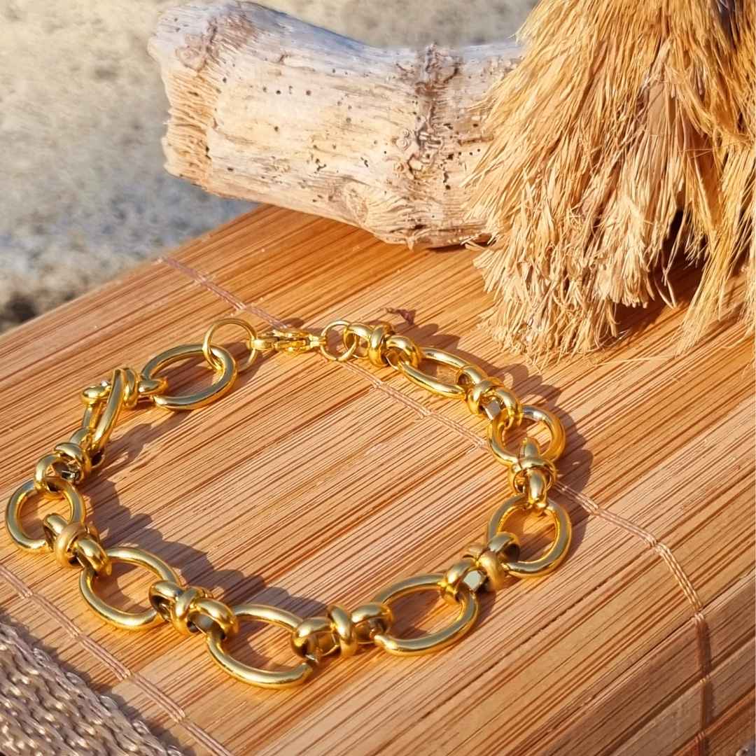 Ronde Schakelarmband goud dames waterproof