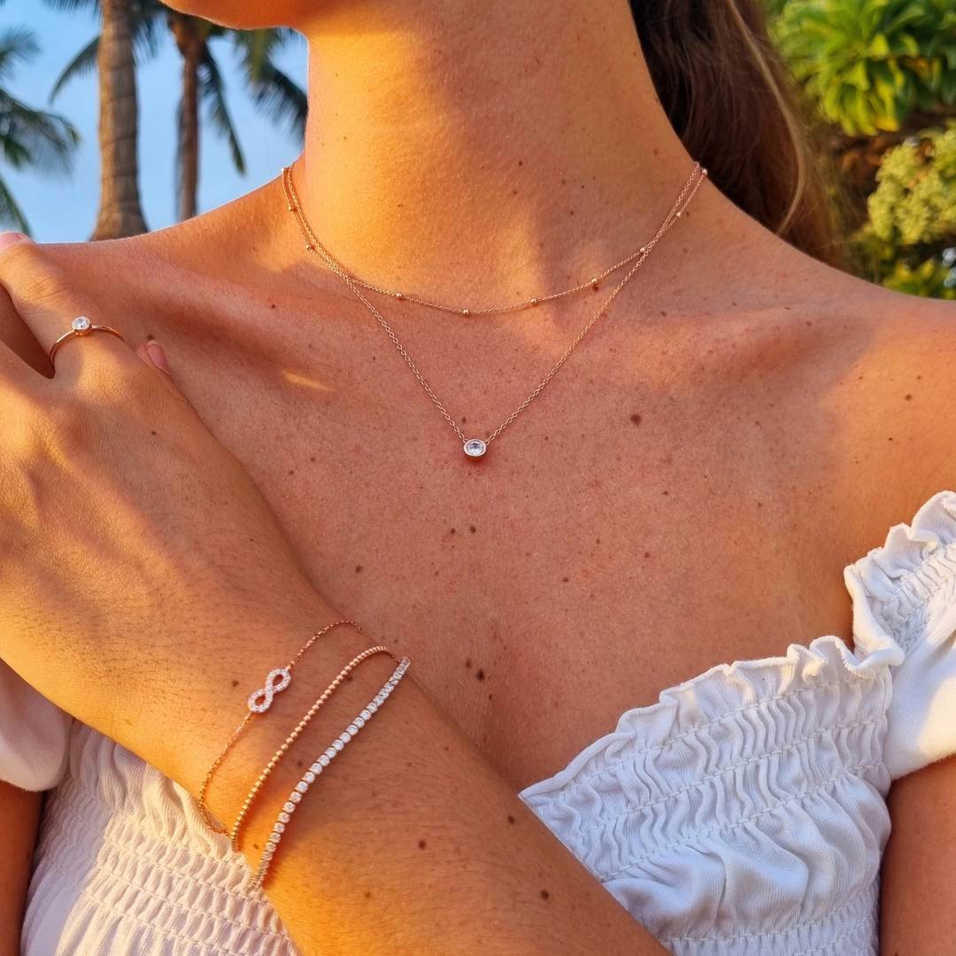 Rosé vergulde armband set- drie armbandjes vrouw - verguld zilver