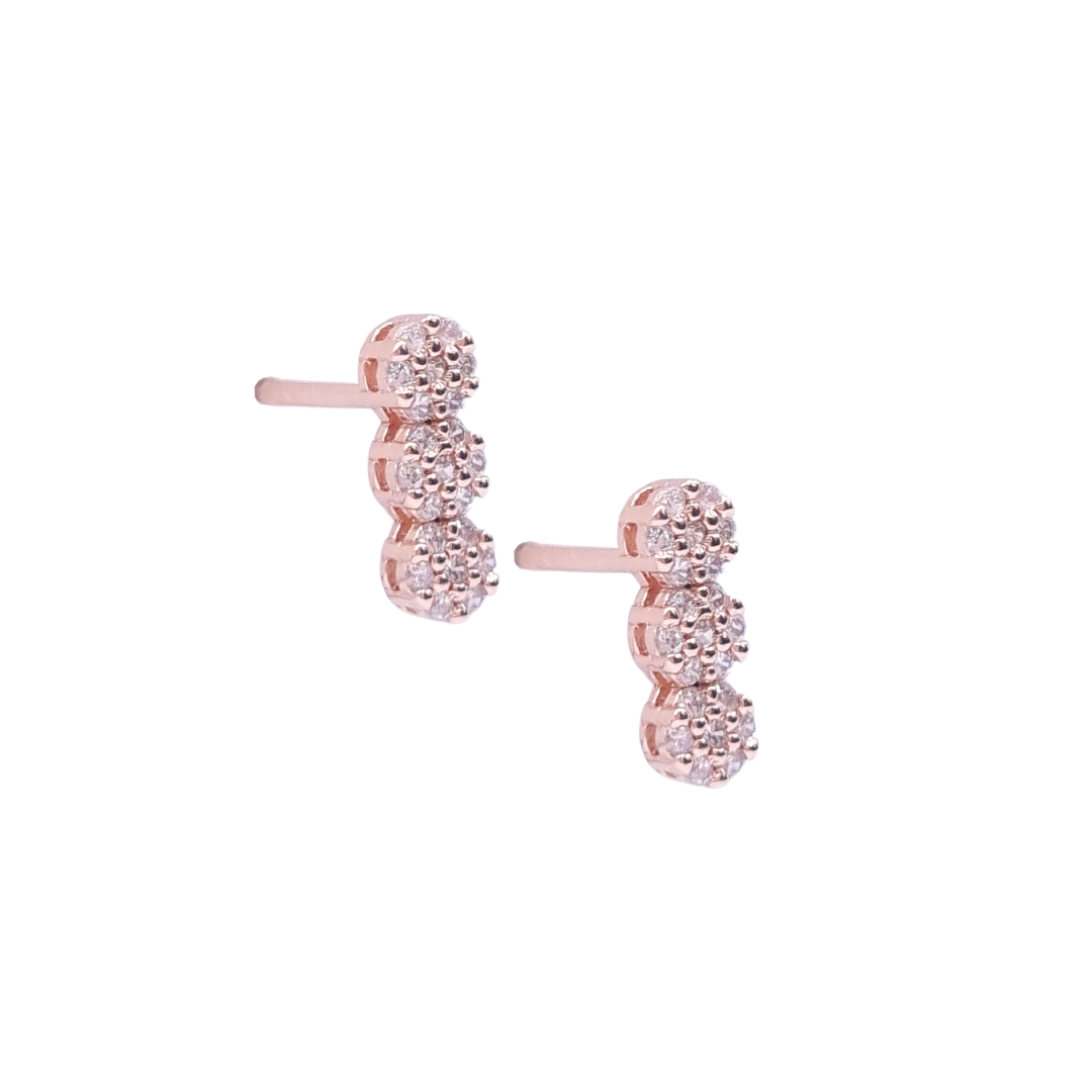 Rosa zirconia studs - ros-goldplated 925 sterling silver - white zirconia - festive - zirkonia studs feestelijk