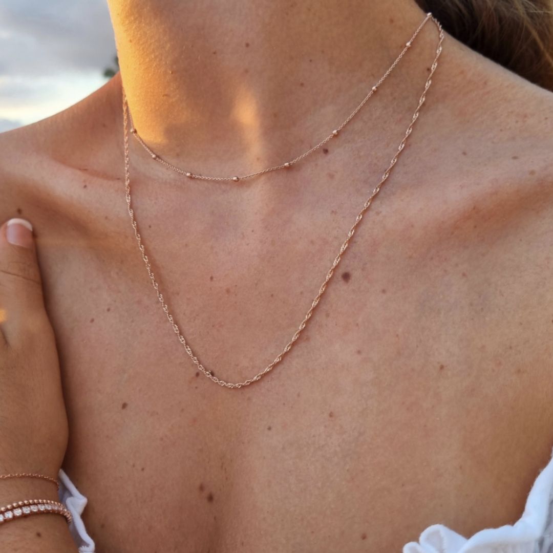 Rosé Vergulde Kettingenset voor Dames – Singapore & Elisa