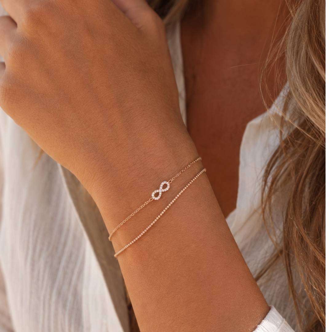 Rosé gouden bolletjes armbandje van verguld zilver