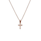 Christelijke rosé gouden ketting met kruis dames steentjes