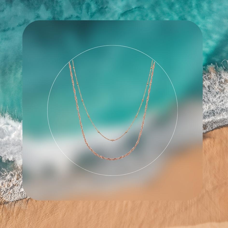 Rosé Vergulde Kettingenset voor Dames – Singapore & Elisa