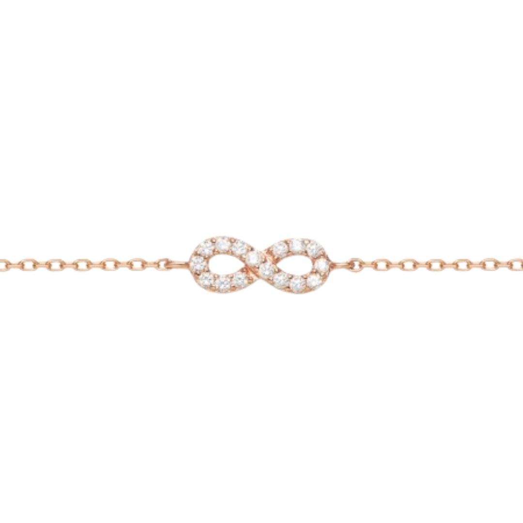 Rose infinity bracelet - rose gold plated 925 sterling silver - rose verguld armband zirconia festive