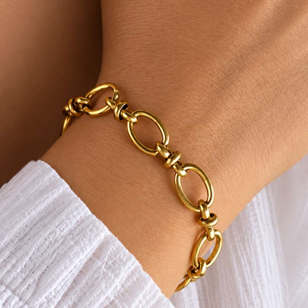 Schakelarmband goud dames ronde schakels