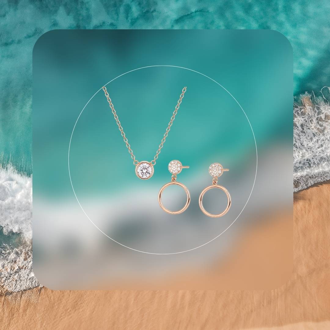 sieradenset Rosé goud Oorbellen Ketting