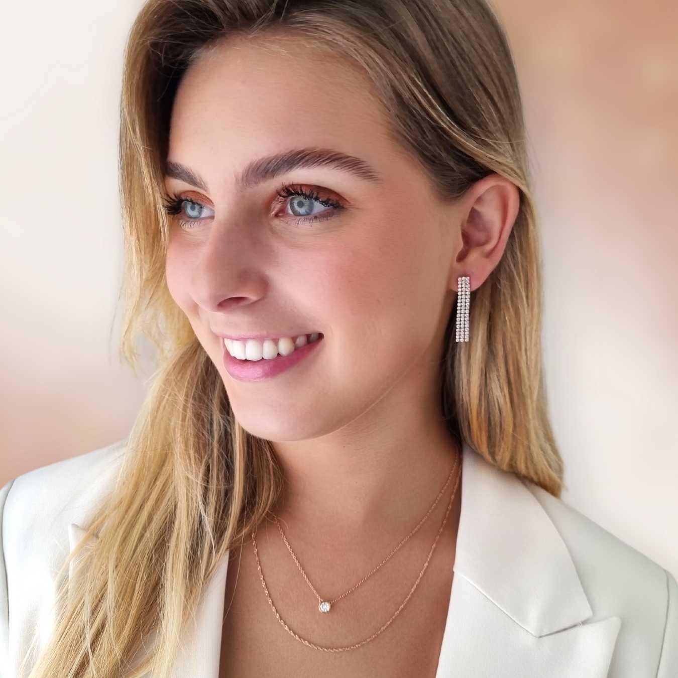 Rosé vergulde oorbellen - riviere waterval Elsa - rosé goldplated