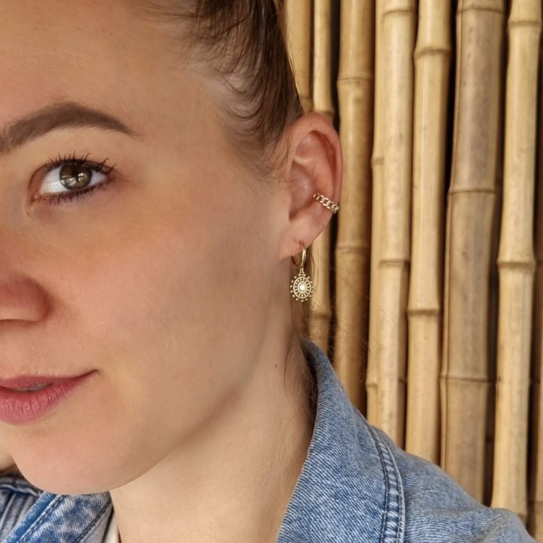 Vergulde zilveren earcuff gevlochten Tangled