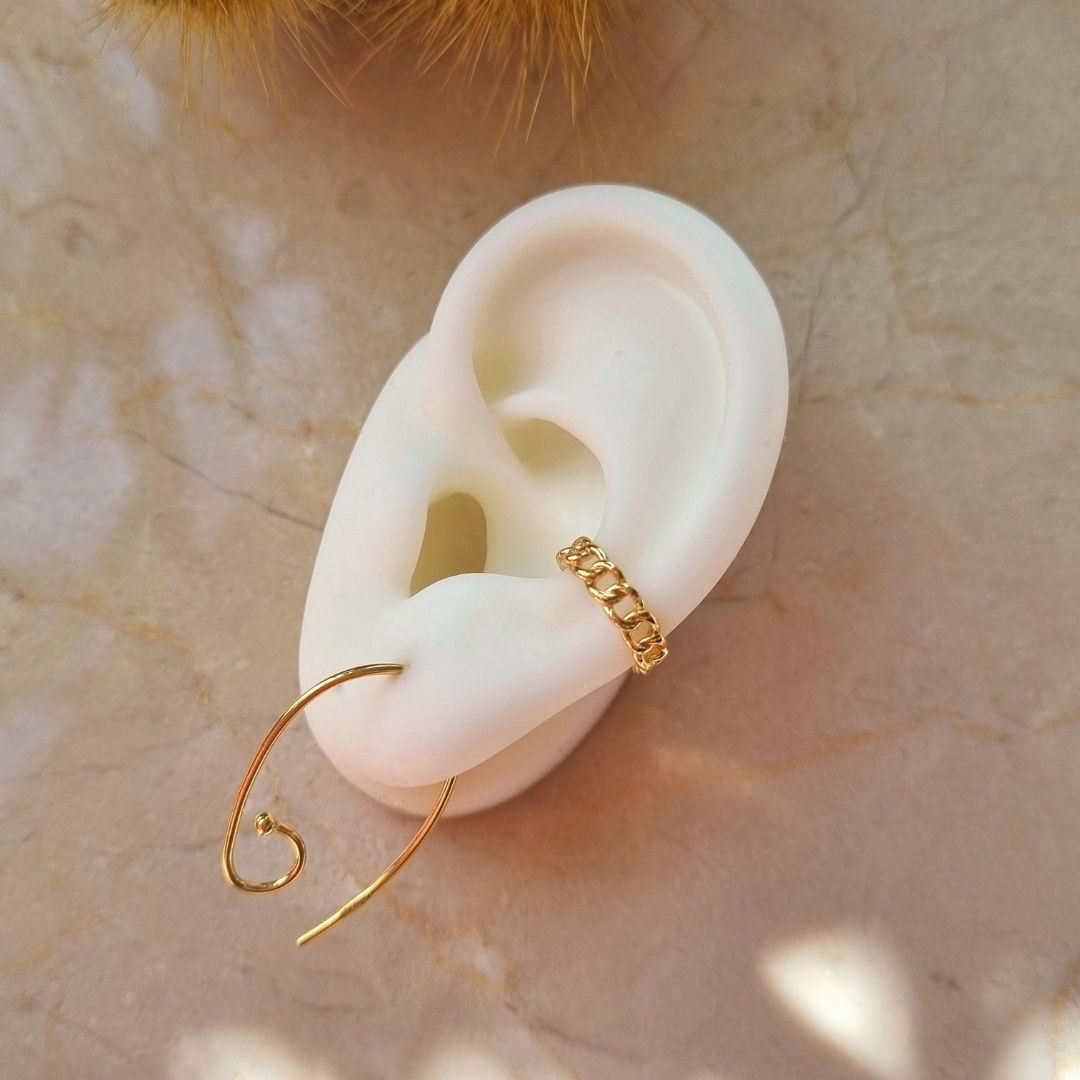 Vergulde zilveren oorringen spiraal