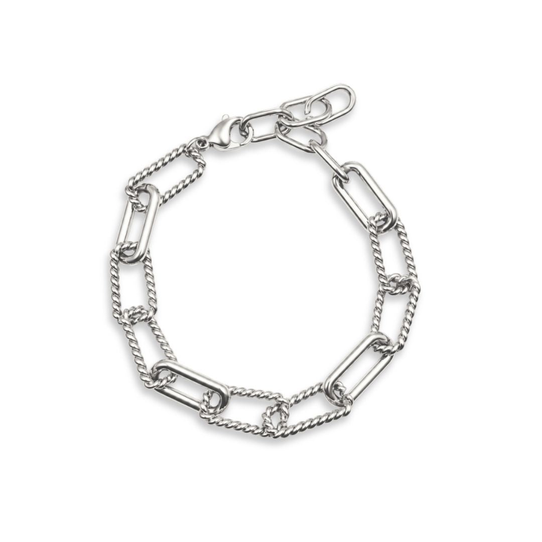 Zilver schakelarmband dames rvs