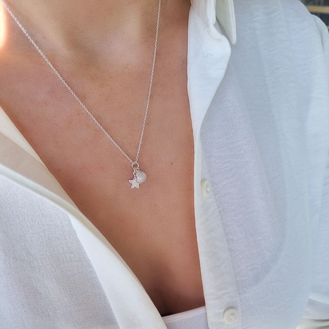 Zilveren Ketting Met Hanger - Schelp zeester- Concha Marina - Dames