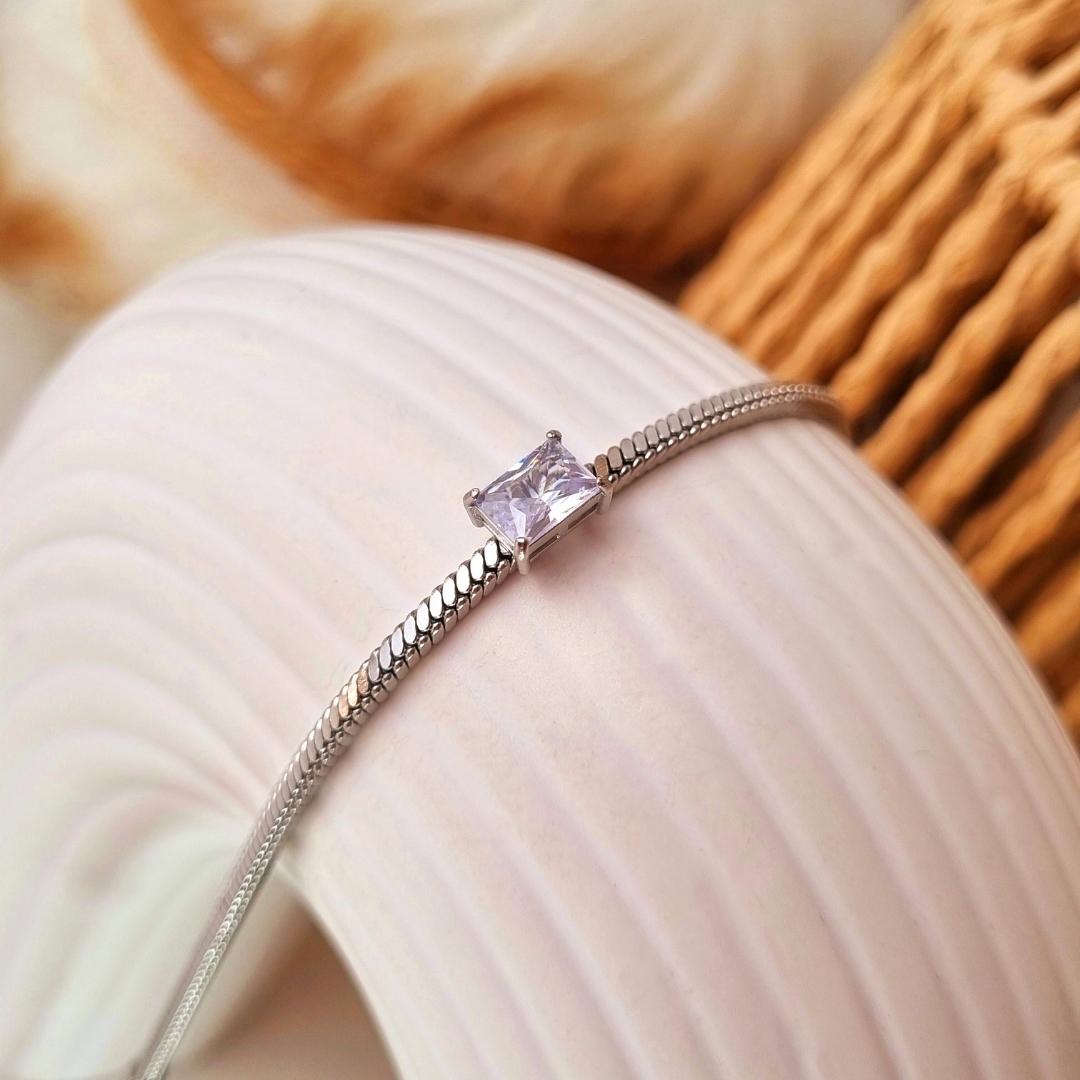 Zilveren armband met steen - Roestvrij staal