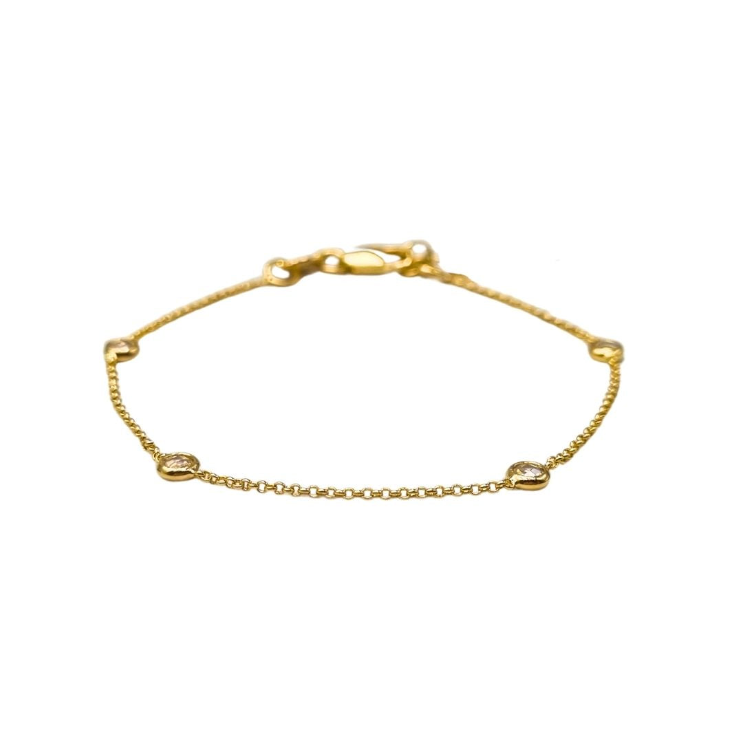 Bezel armbandje met facet zirkonia steentjes gold filled goud kleur