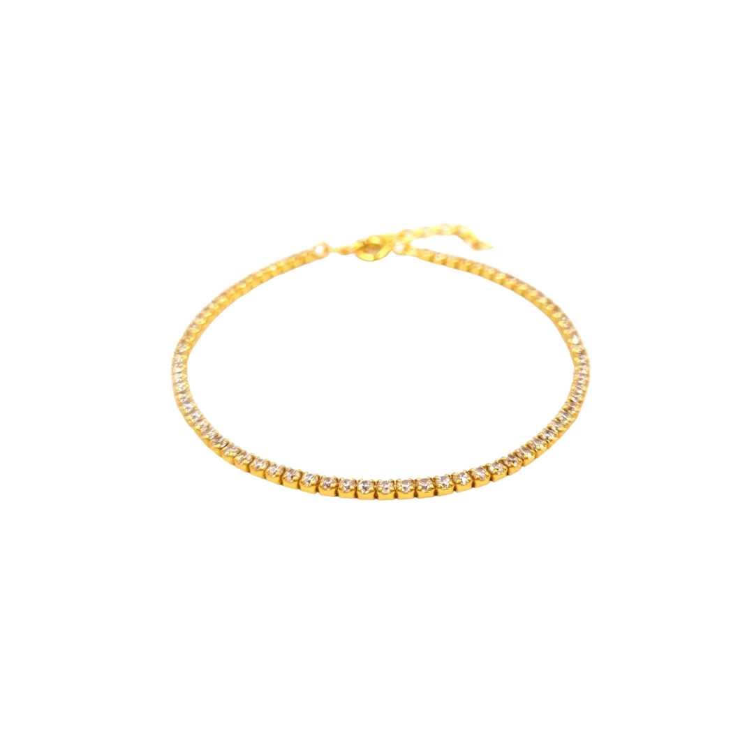 Gouden tennis armband witte steen vrouw