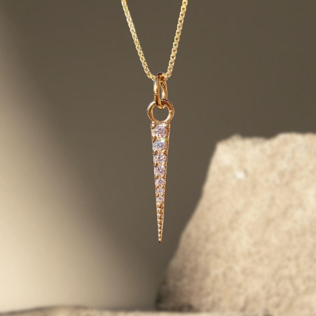 Gouden ketting met hanger steentjes goldfilled