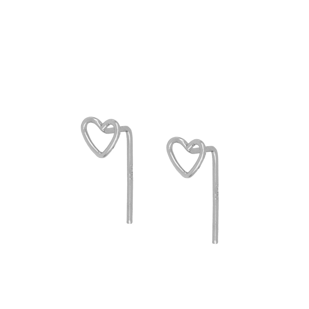 Roca de Piña - Little heart stud - rhodium plated 925 sterling silver - earring