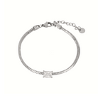 Zilveren armband met steen - staal - dames - vierkant