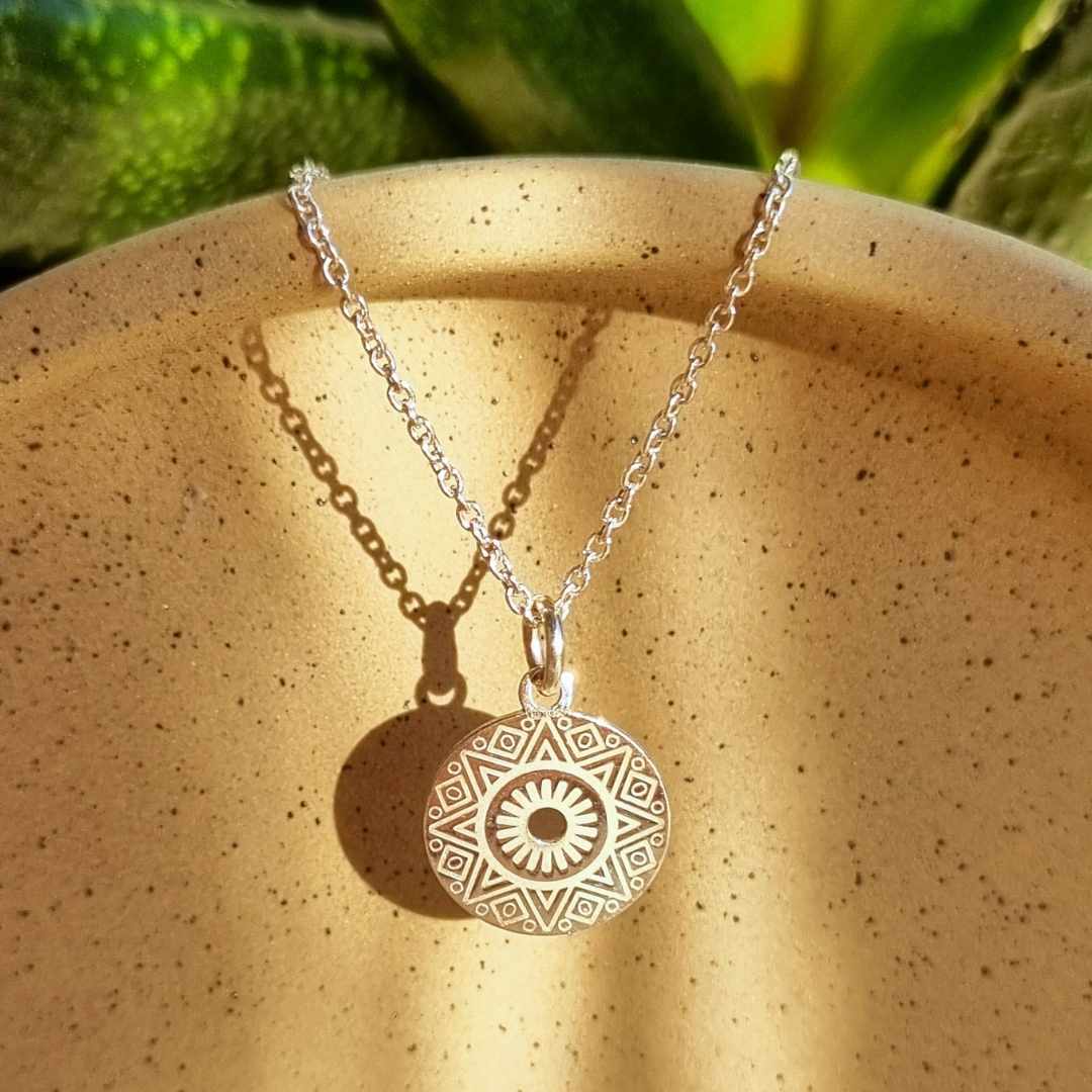 Zilveren coin ketting met munt hanger azteken