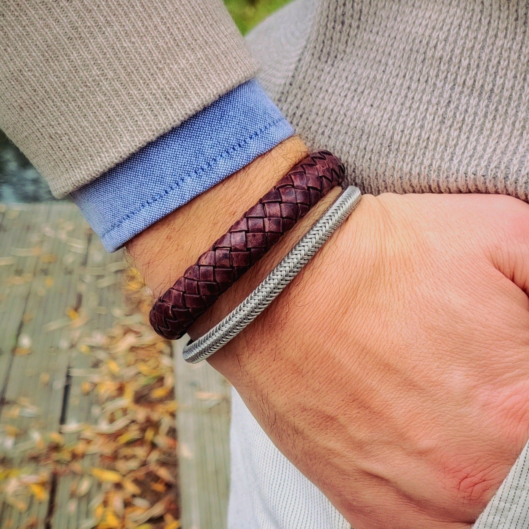 Roca de Piña- Benedict bracelet- leather- stainless steel clasp
