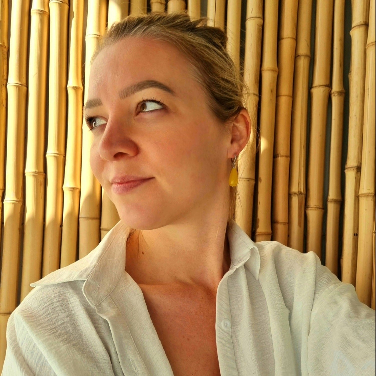 Roca de Piña – Yellow drops- rhodium plated - 925 sterling silver, yellow (ochre) agate- gemstone