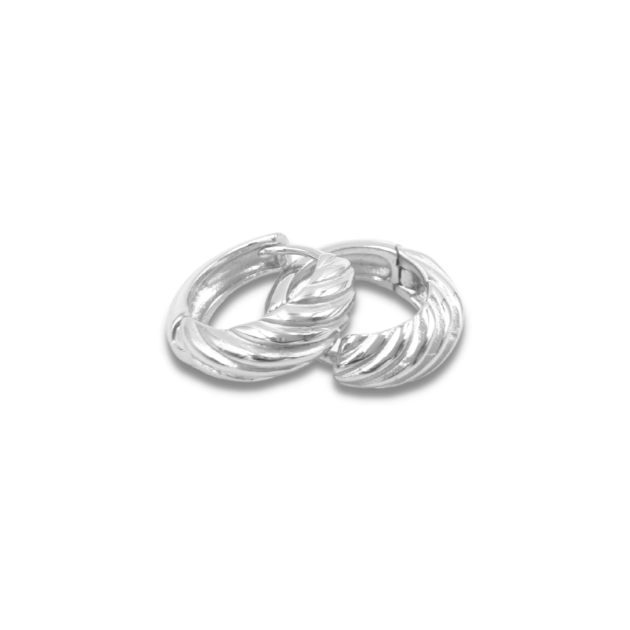 Roca de Piña- croissant hoops - rhodium plated- 925 sterling silver