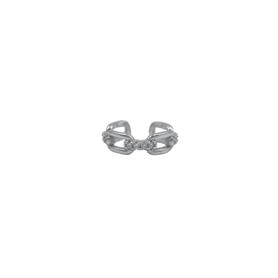 Roca de Piña - Dharia earcuff - rhodium 925 sterling silver - white zirconia - stud- earcandy- festive- zilver feestelijk white zirconia