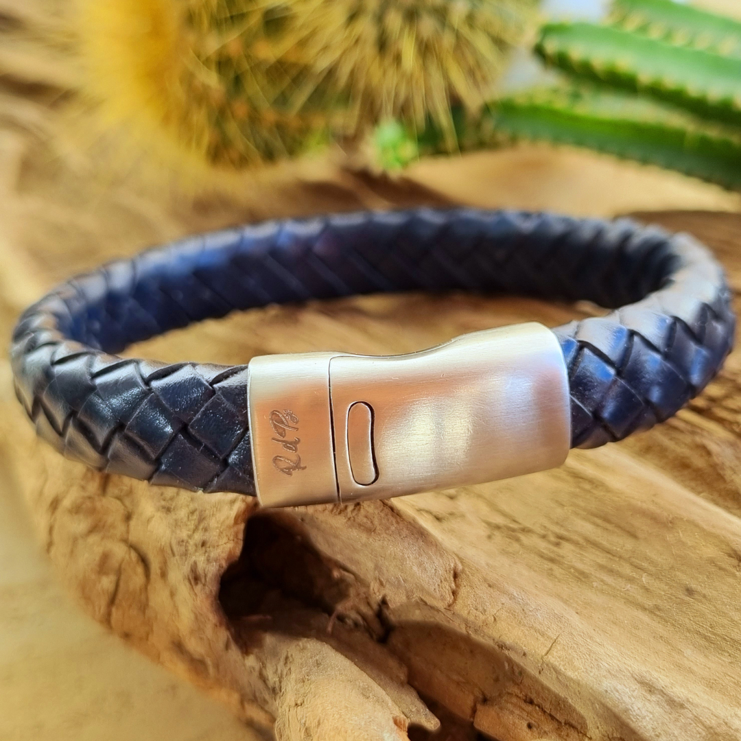 Oxford Blue Bracelet - Stainless steel clasp - oval braided