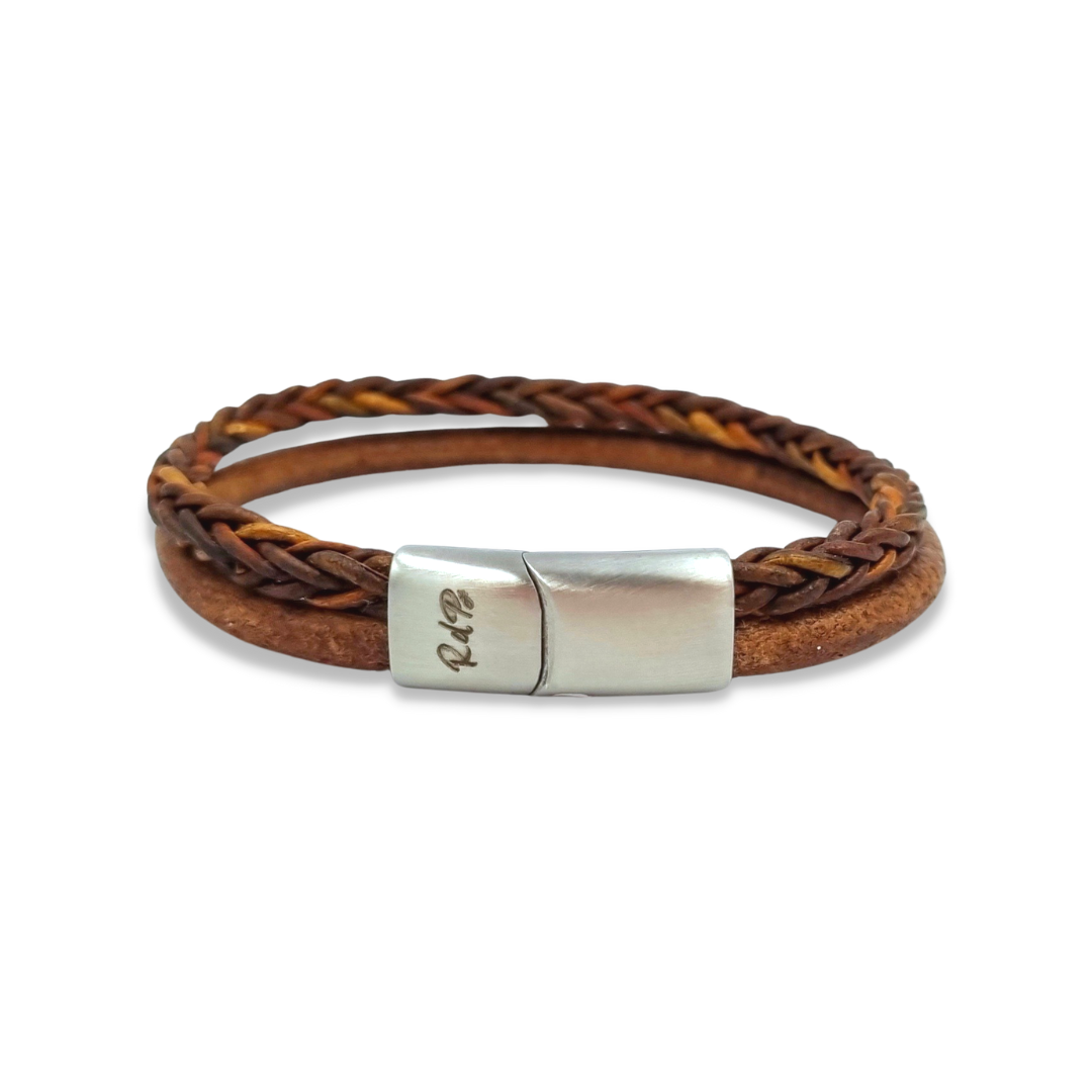 Roca de Piña - Sturdy Double cord bracelet- leather, stainless steel clasp