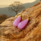 Roca de Piña – Purple drops- gold plated- 925 sterling silver, violet agate- gemstone