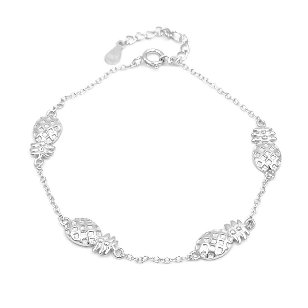 Roca de Piña- Piña bracelet- pineapple bracelet - rhodium plated 925 sterling silver