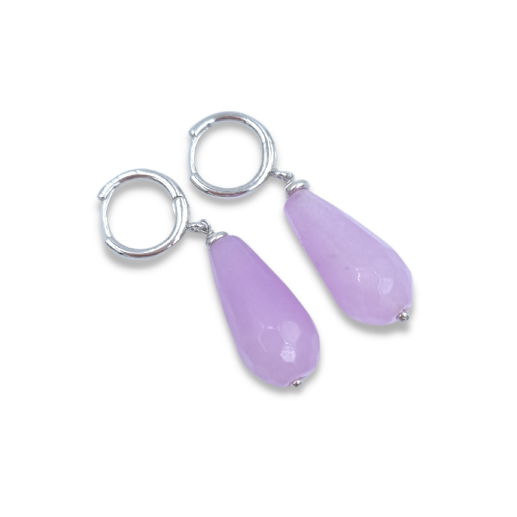 Roca de Piña – Purple drops- rhodium plated - 925 sterling silver- violet agate