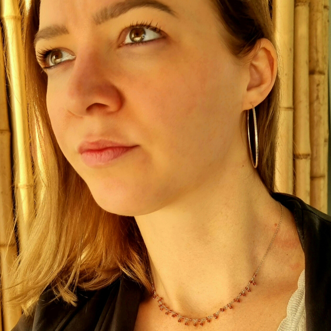 Isadora necklace, burgundy - rhodium plated 925 sterling silver- mozambique garnet stones- gemstones