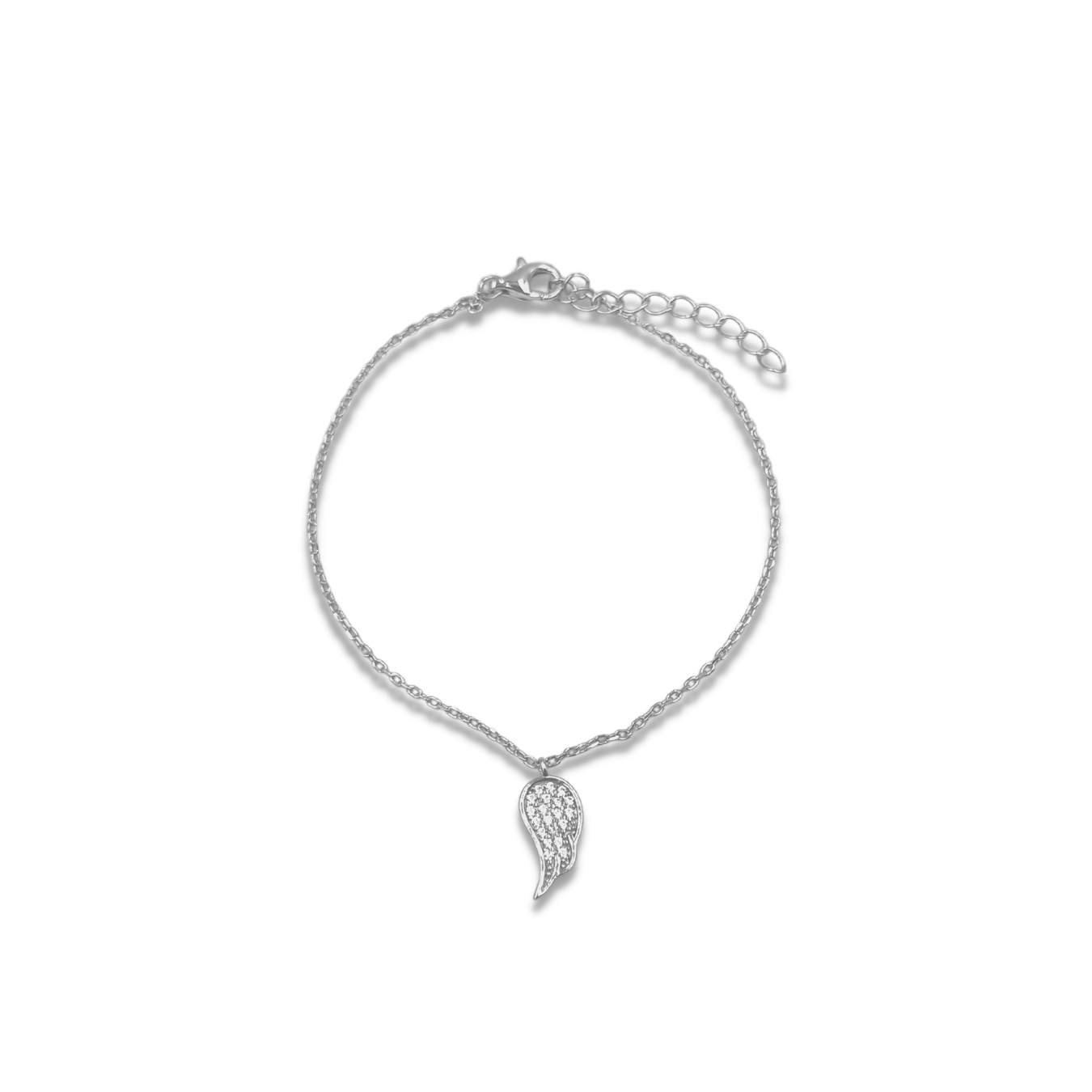 Roca de Piña- Angel wing bracelet- rhodium plated 925 sterling silver- white zirconia - sparkle- festive