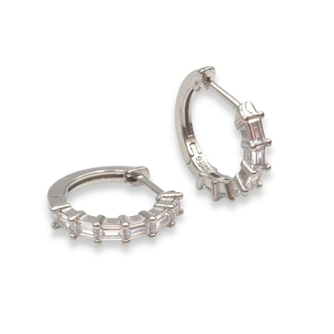 Roca de Piña- White Ciara hoops - white zirconia- 925 sterling silver - rhodium plated