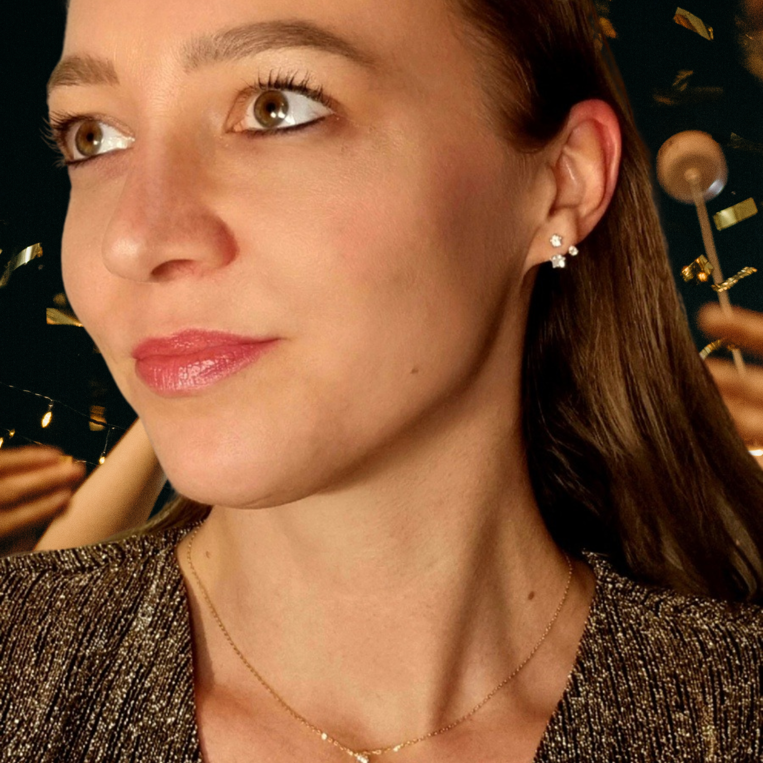 Roca de Piña - Seri earrings - goldplated 925 sterling silver - white zirconia- festive- earcandy- stud