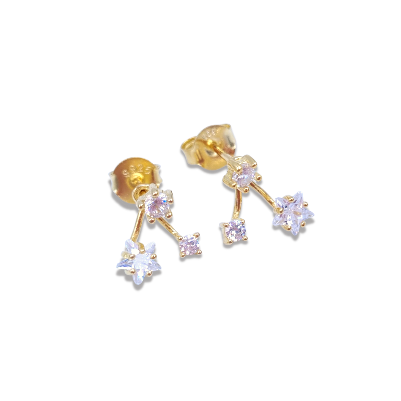 Roca de Piña - Seri earrings - goldplated 925 sterling silver - white zirconia- festive- earcandy- stud