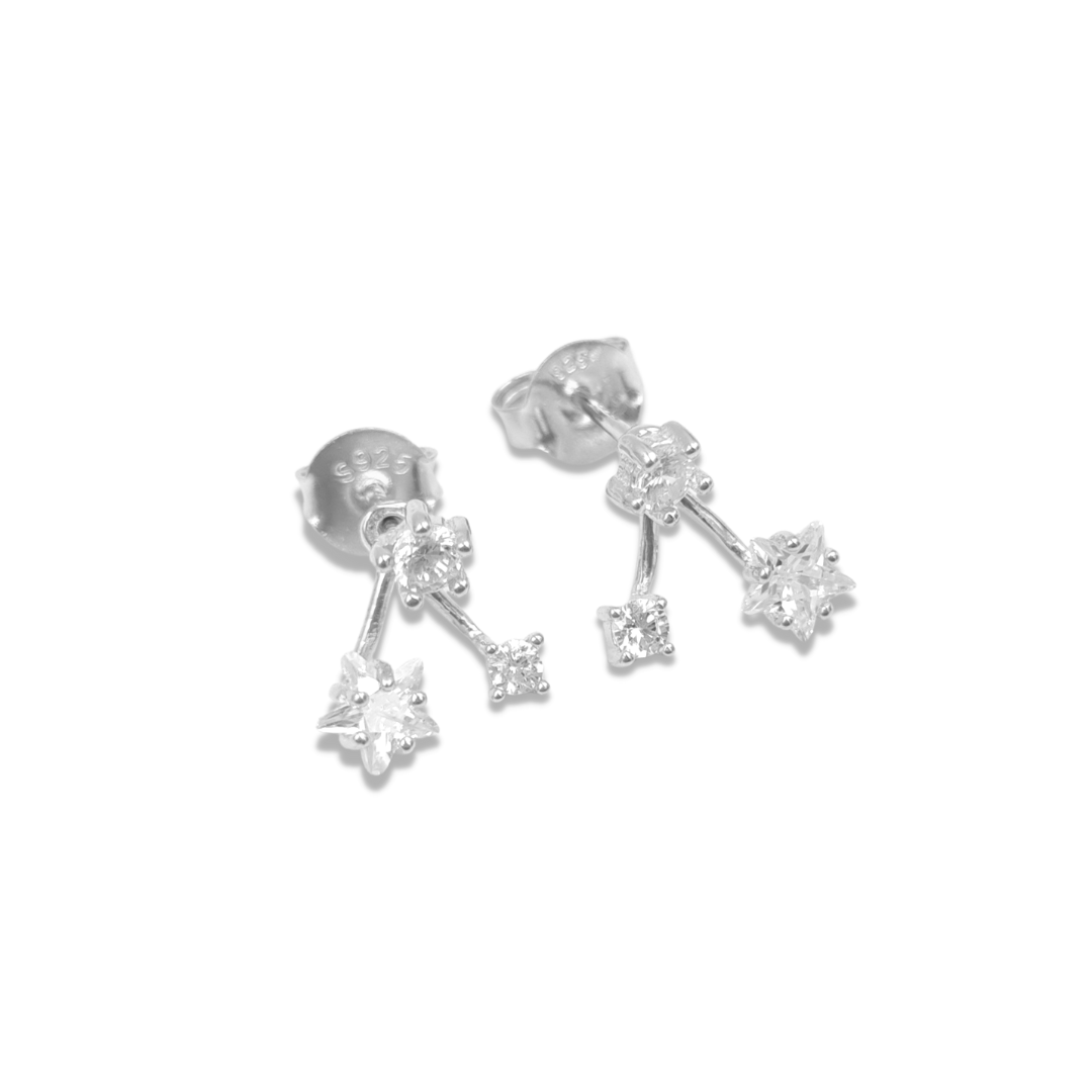 Roca de Piña - Seri earrings - rhodiumplated 925 sterling silver - white zirconia - stud- earcandy- festive