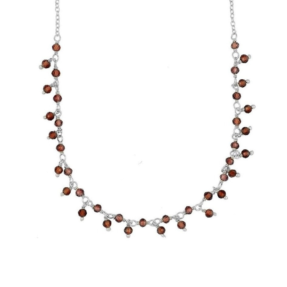 Isadora necklace, burgundy - rhodium plated 925 sterling silver- mozambique garnet stones- gemstones