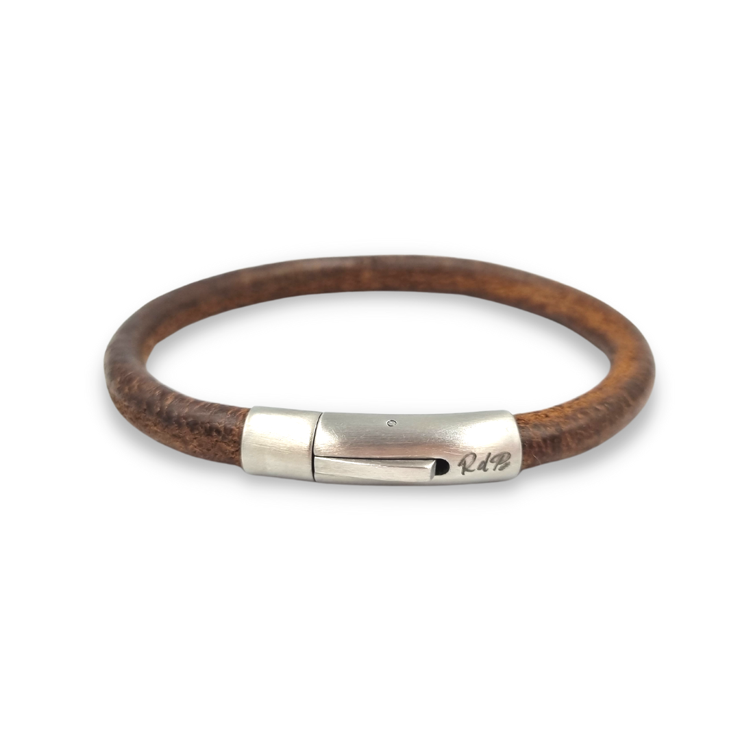 Sturdy cord bracelet, roca de pina, leather bracelet, stainless steel clasp