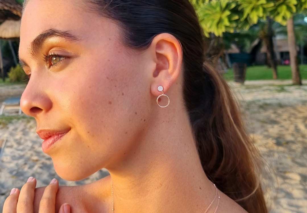 Rosé vergulde dames oorbellen