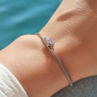 Roca de Piña - Alejandra bracelet - stainless steel - steel colour - white zirconia charm- RVS armband