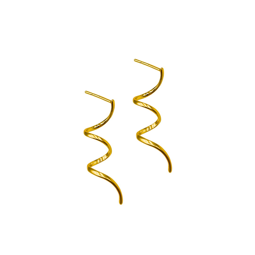 Ania Twirl gouden oorbellen spiraal 18k, verguld