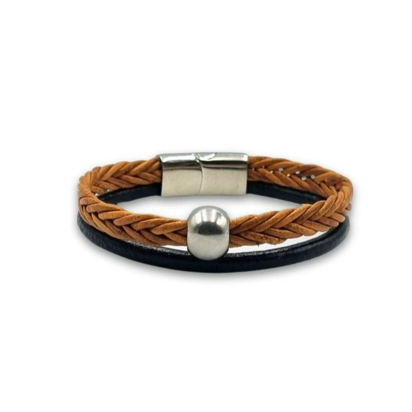 Leren mama-armband met kralenbandje Leren mama-armband met kralenbandje