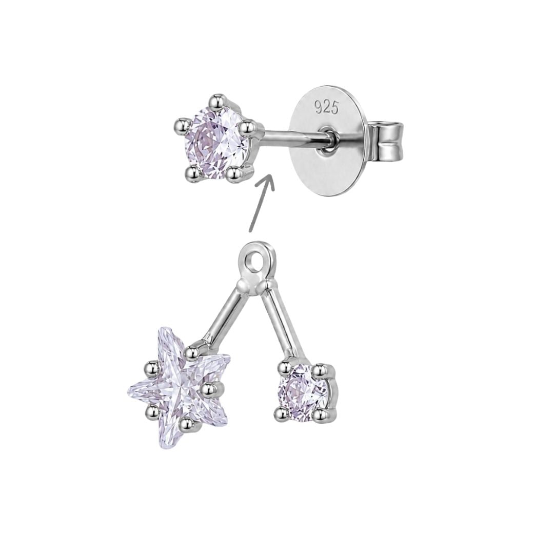 Bruid oorbellen zilver ear jacket