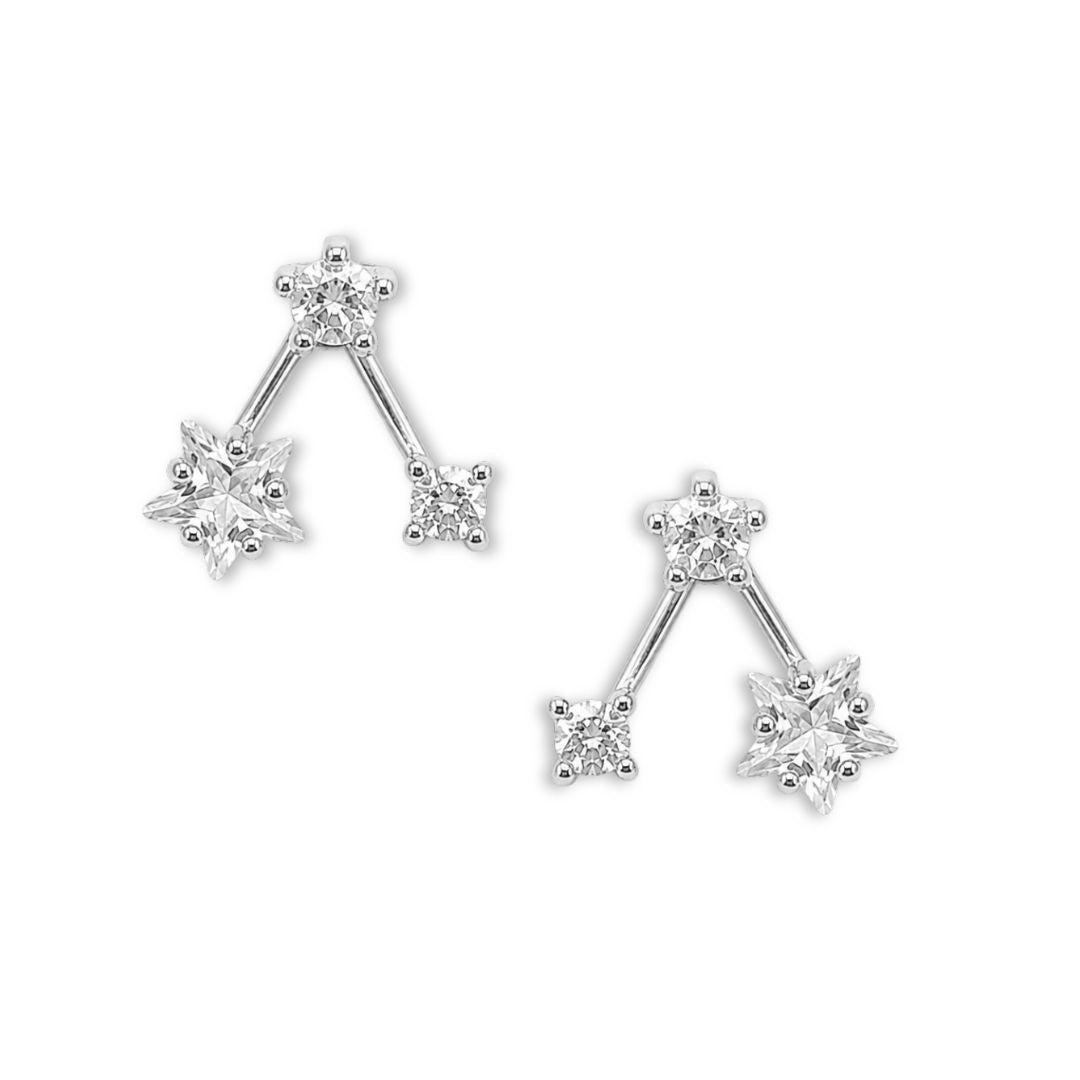 Bruids oorbellen zilver ear jacket