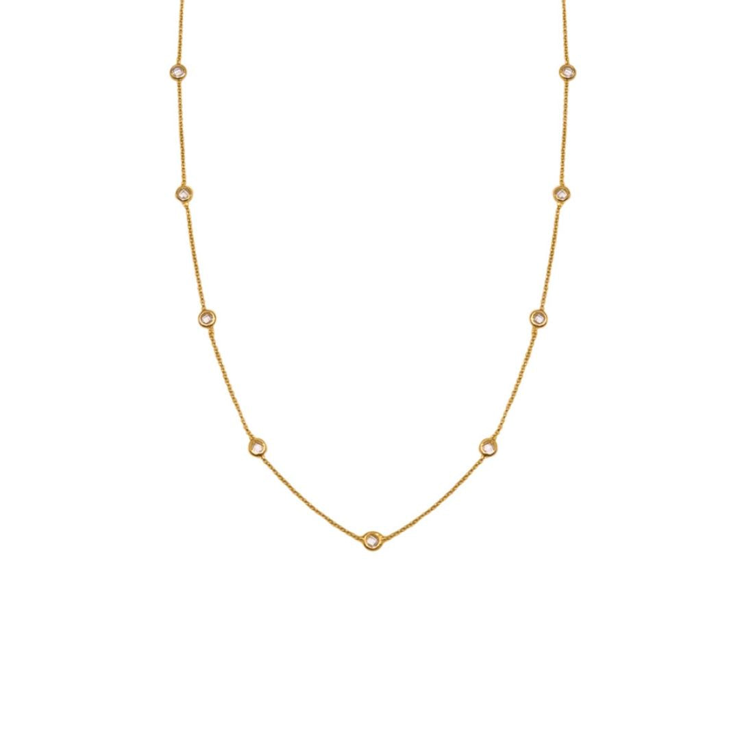 Celeste ketting met bezel steentjes - dames kettinkje goud kleur- goldfilled