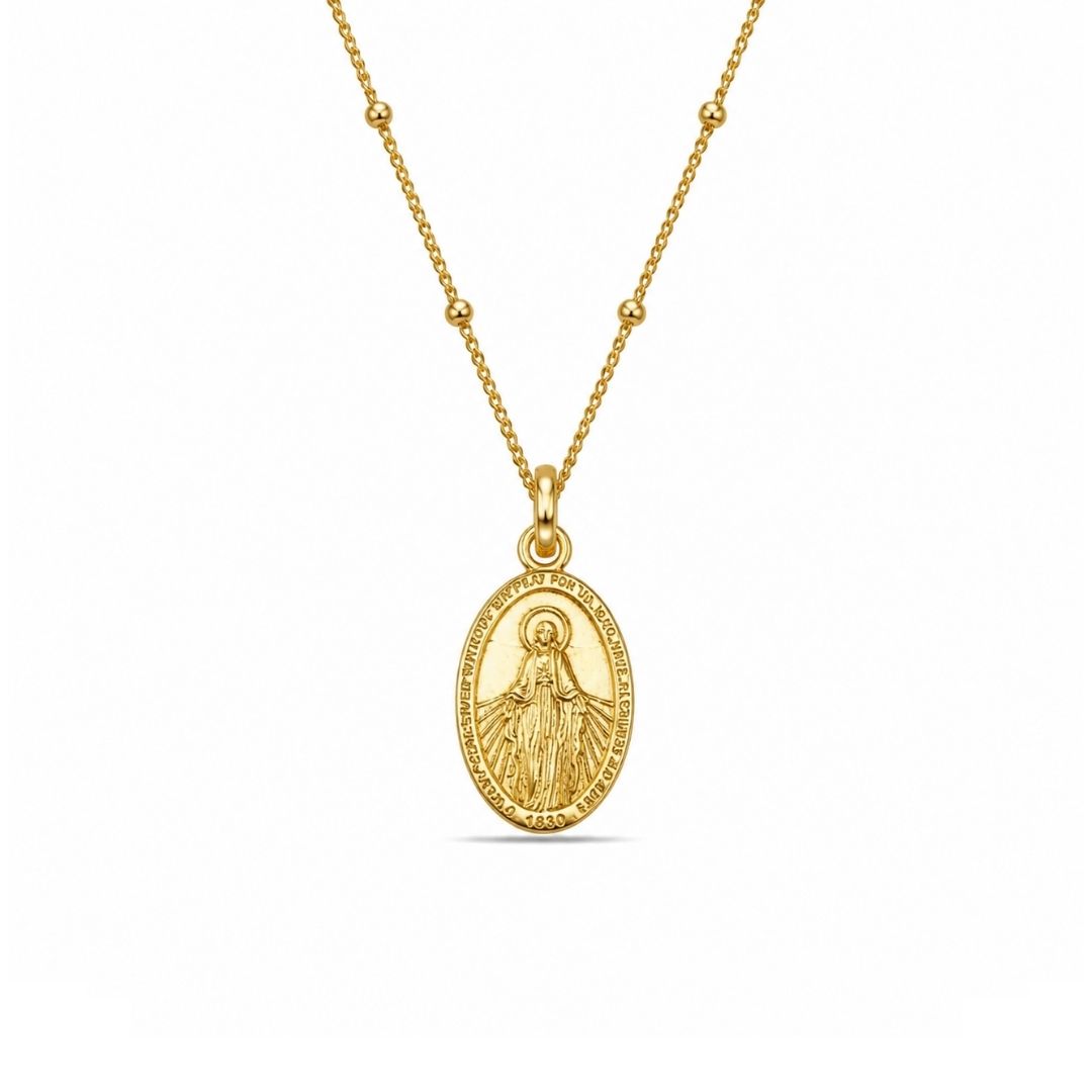 Christelijke gouden ketting met maria hanger